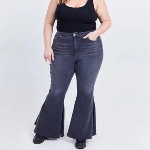 Arula Incrediflex Lace Up Raw Hem Flare Jeans